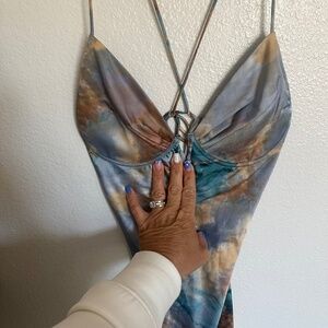 Blue satin dress